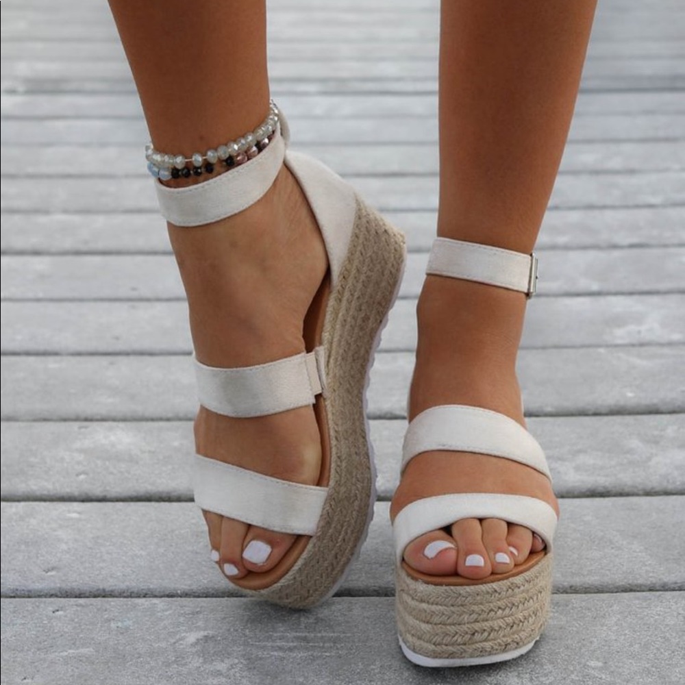 Natural jute wrap around Flatform sandal - Picture 1 of 12